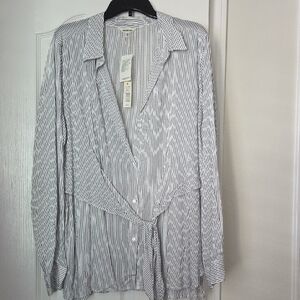 NWT Max Studio Black and White Striped Tunic Top